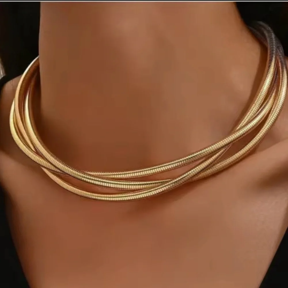Gold Multi-Strand Chain Layered Necklace | Minimalist Chic - Picture 2 of 7